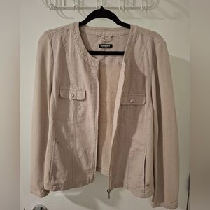 Olsen Women's Beige Linen & Cotton Jersey Jacket ("Eva") (Size EU 42; US 12)